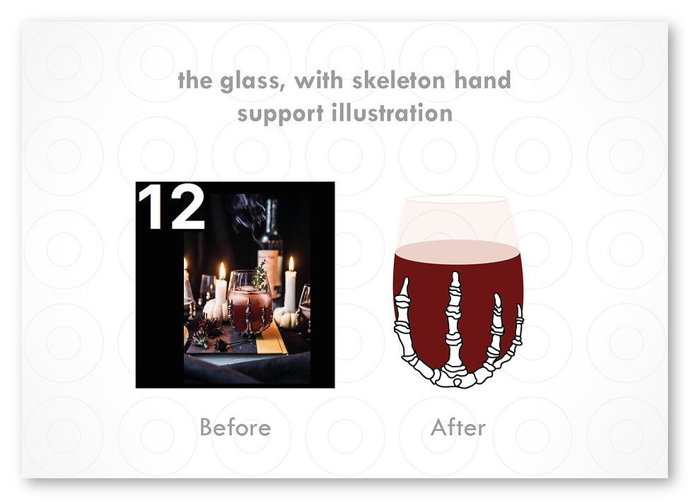 the glass with skeleton hand support ill