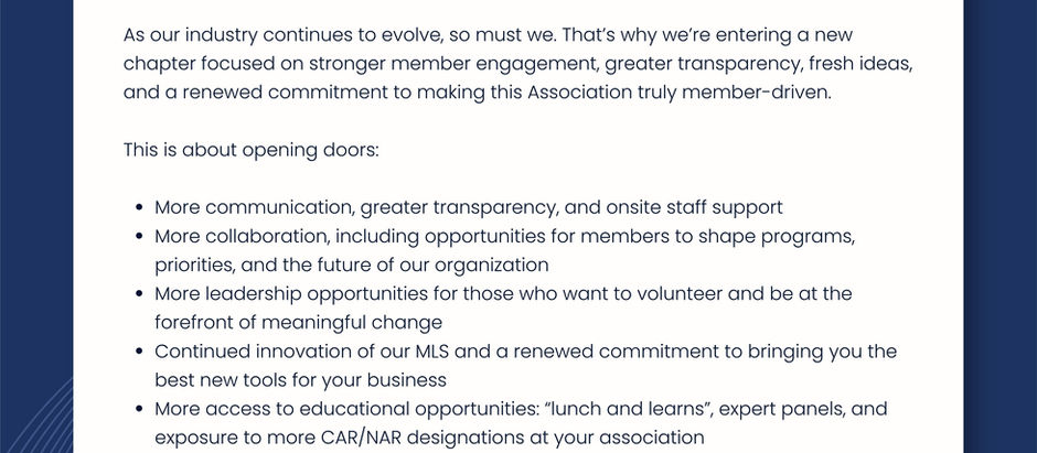 Association Leadership Update for Bridge AOR Members!