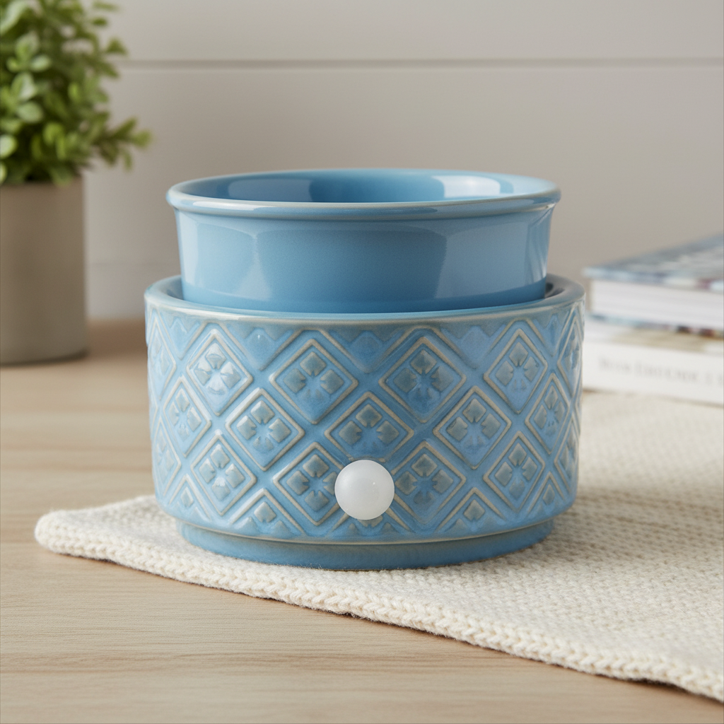 Sky Blue Geometric Ceramic Wax & Candle Warmer