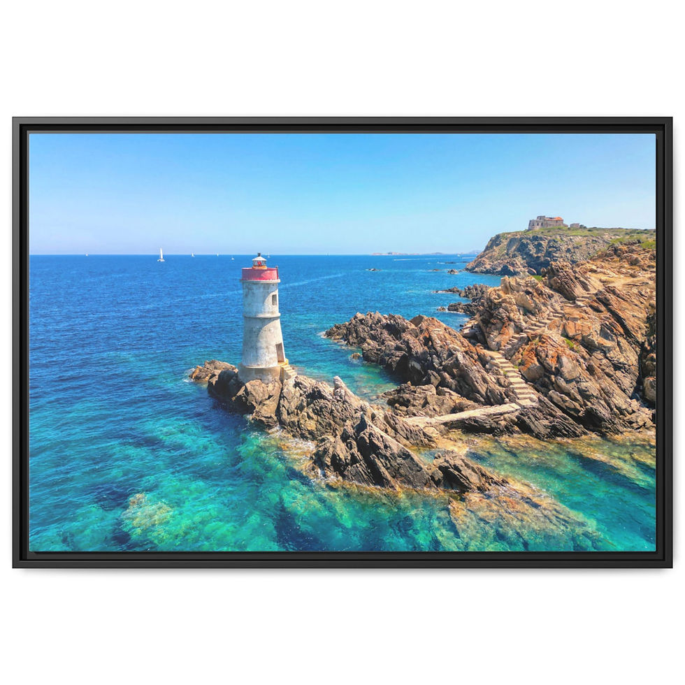Lighthouse In Sardinia Framed Canvas Wall Art