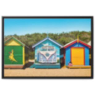 Beach Huts Melbourne, Australia Framed Canvas Wall Art