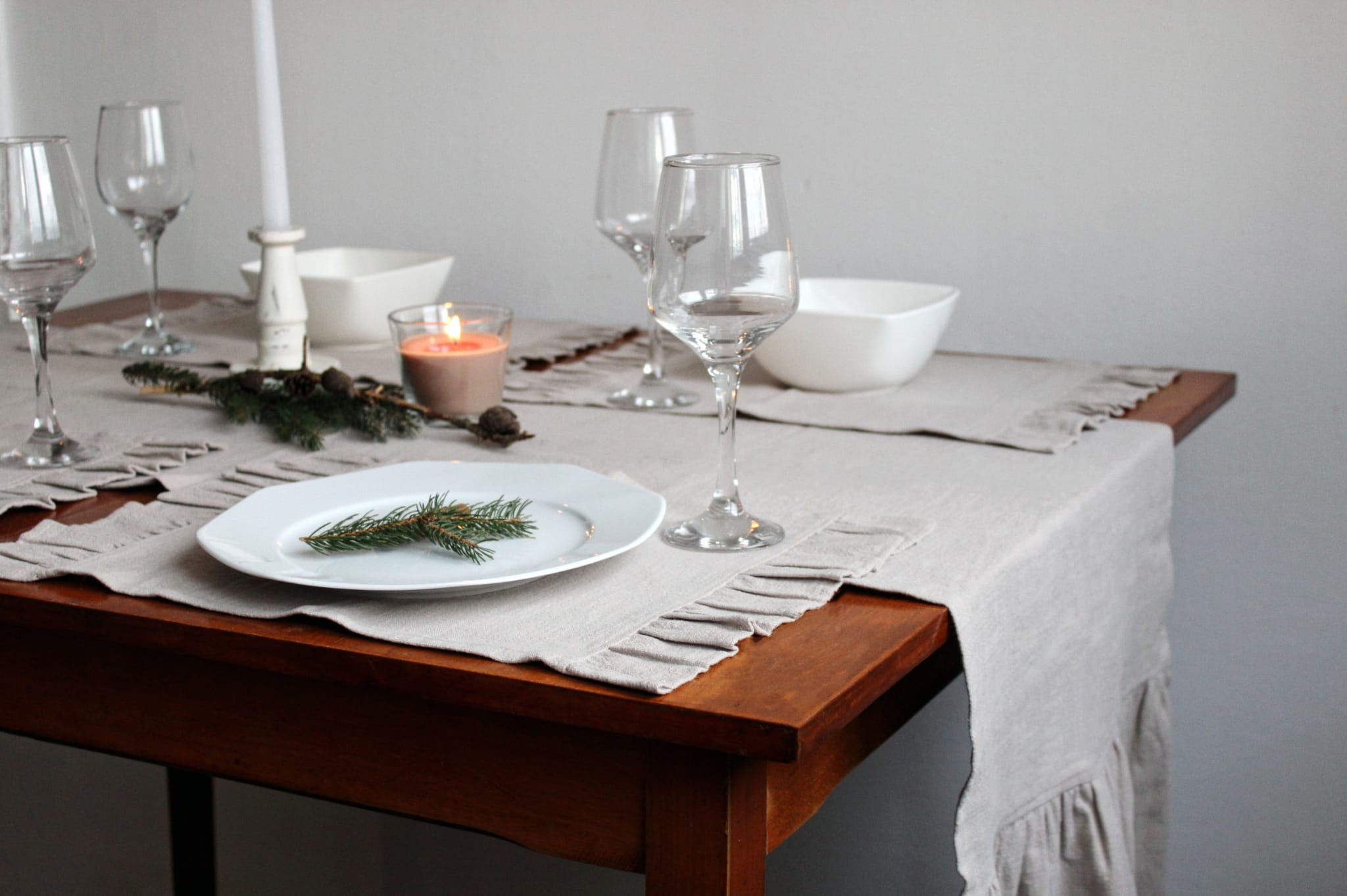 Set de naproane din in prespălat bej nisipiu