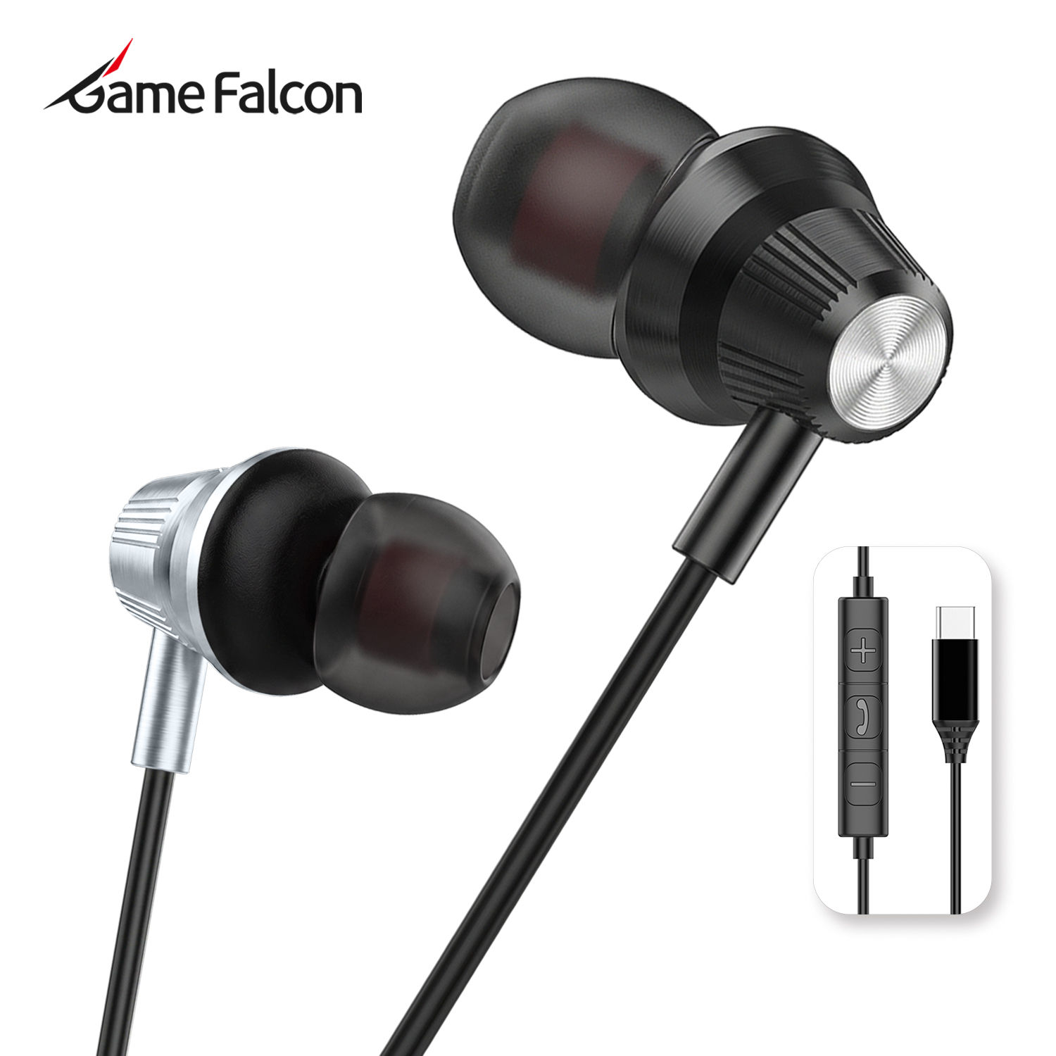 in-Ear Wired Headphones USB Type C Wired Earphone HiFi Stereo Wired Earbuds With