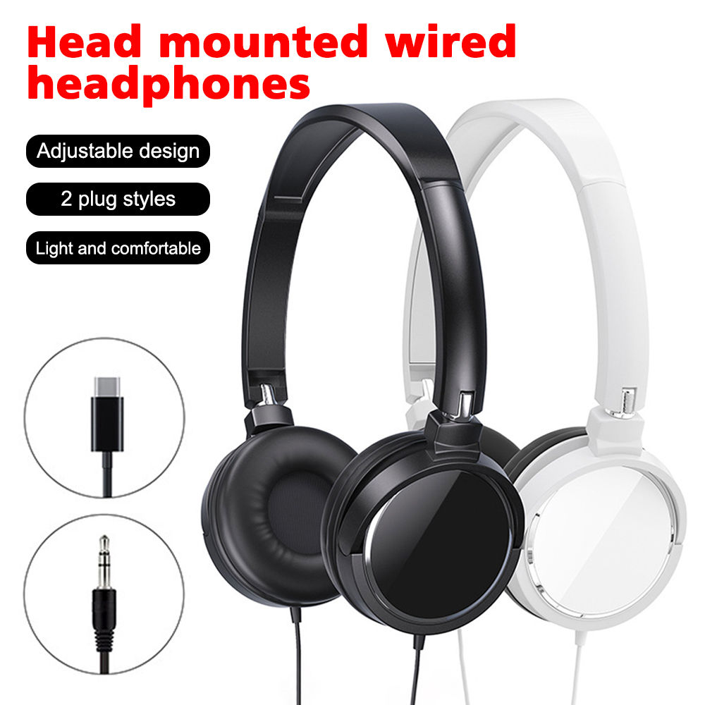 3.5mm/Type-C Plug Wired Headphones Foldable Headphones Bass Stereo Fashion Music