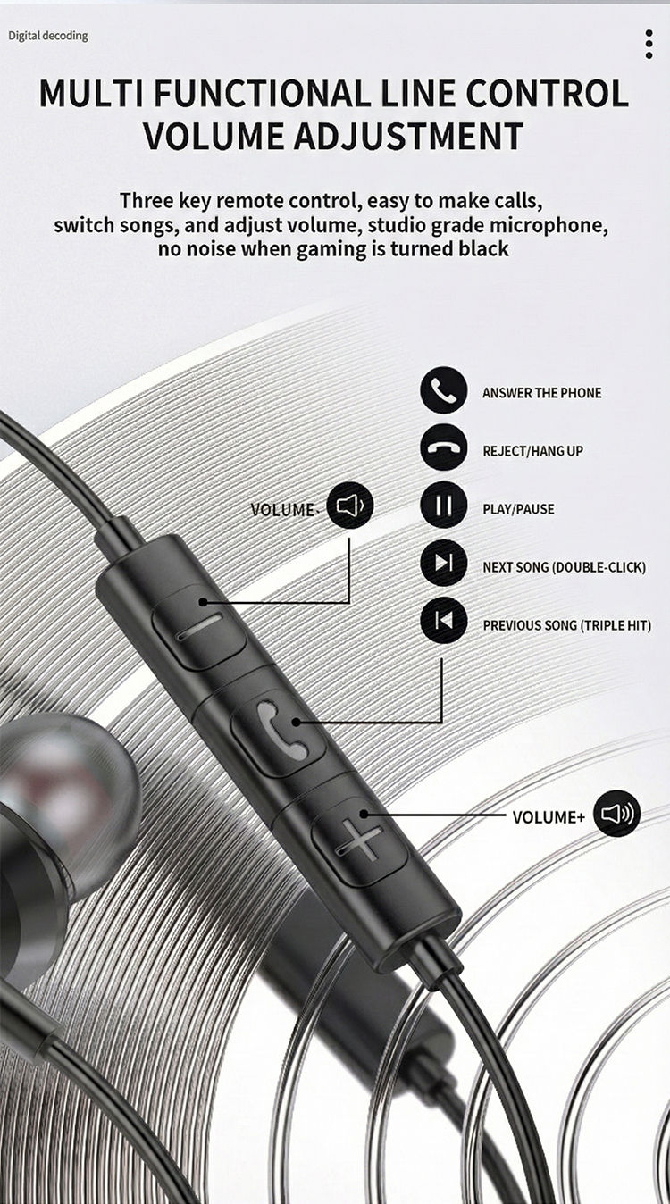 Thumbnail: in-Ear Wired Headphones USB Type C Wired Earphone HiFi Stereo Wired Earbuds With
