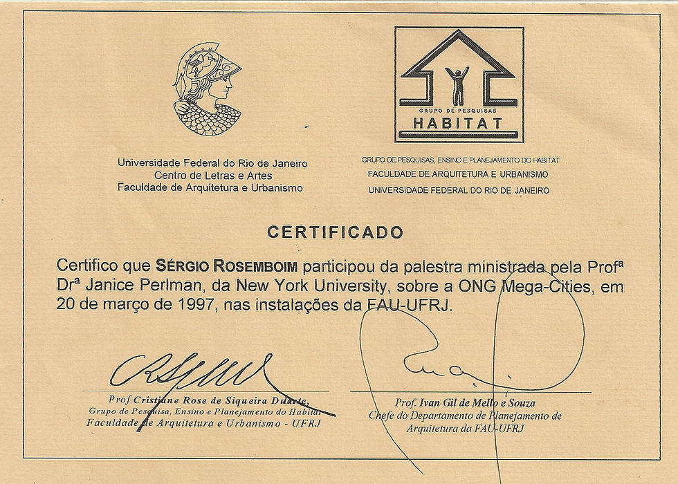 תעודת השתתפות בסמינר מגה ערים