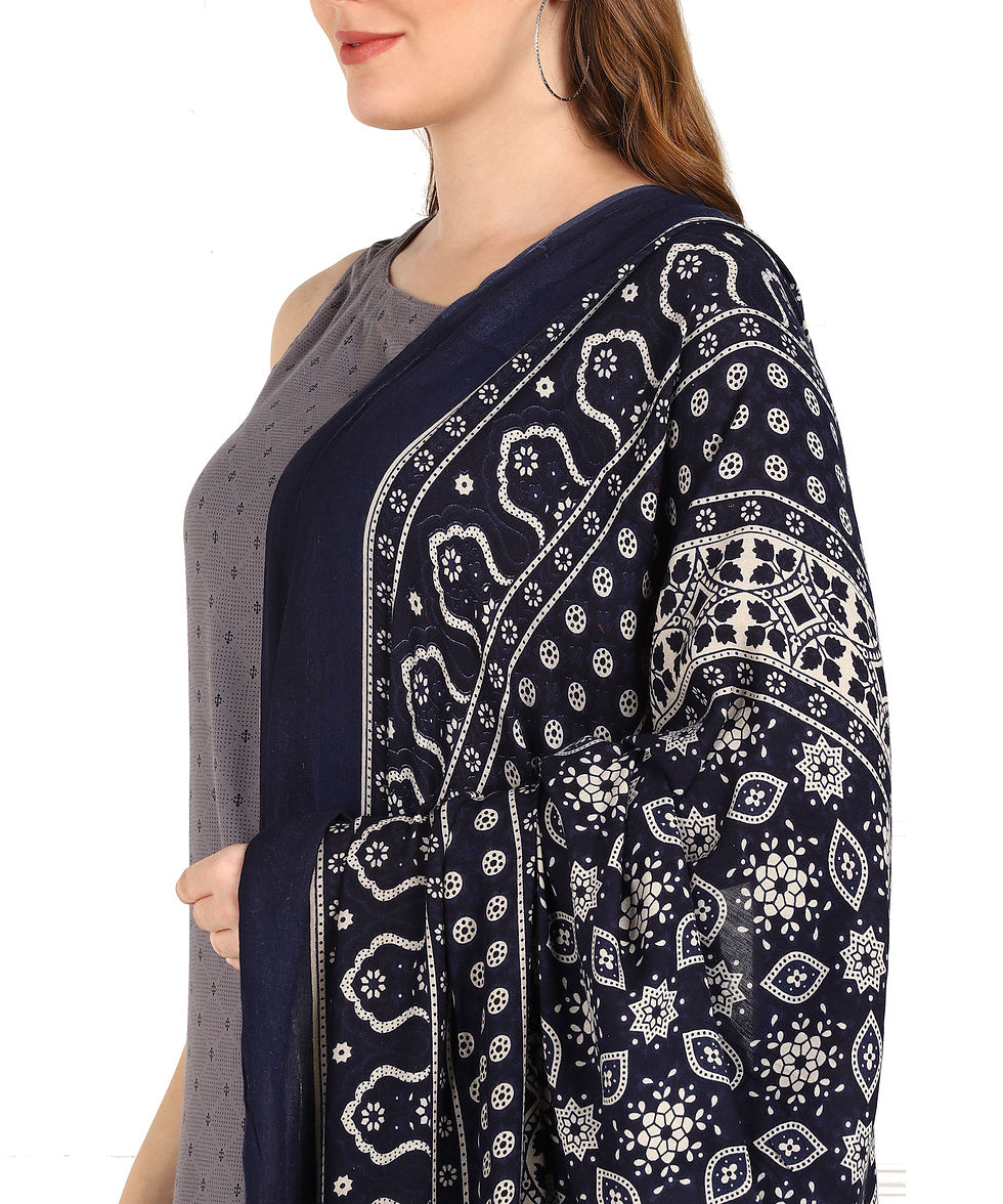 Thumbnail: Ajrakh Print Staple Cotton Dupatta