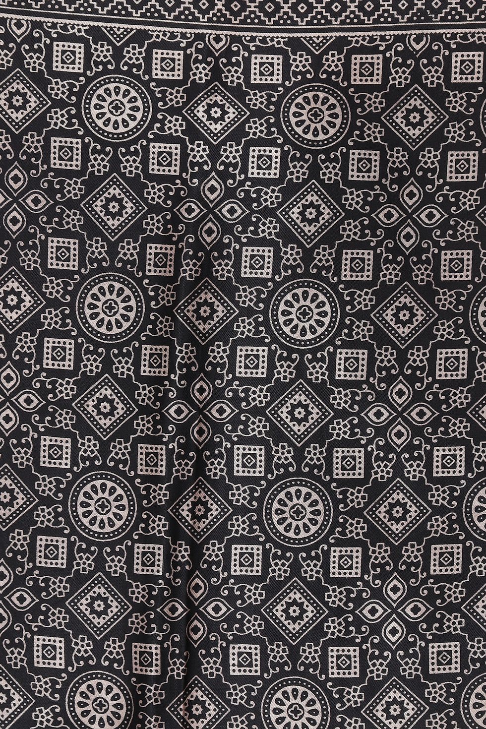 Thumbnail: Ajrakh Print Mashru Silk Stole (Black)