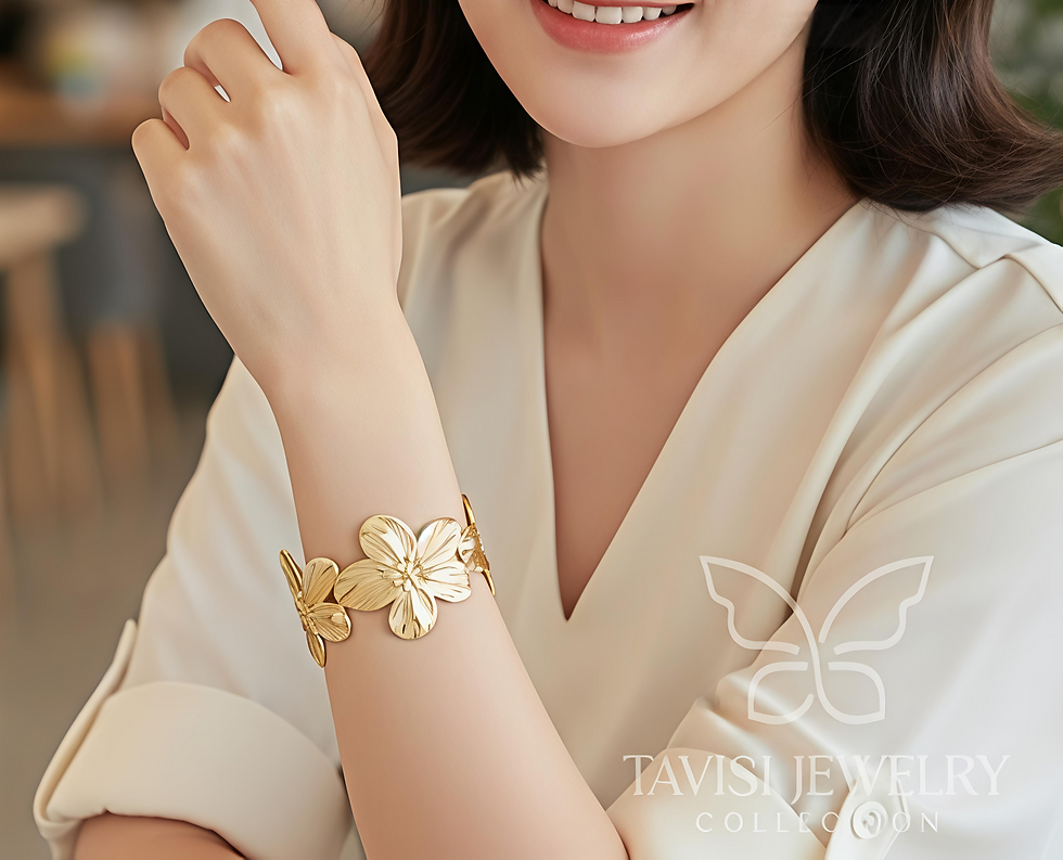 Floral cuff bracelet with petal design