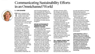 Lori Schafer Published in Today’s Grocer: Communicating Sustainability Efforts in an Omnichannel World