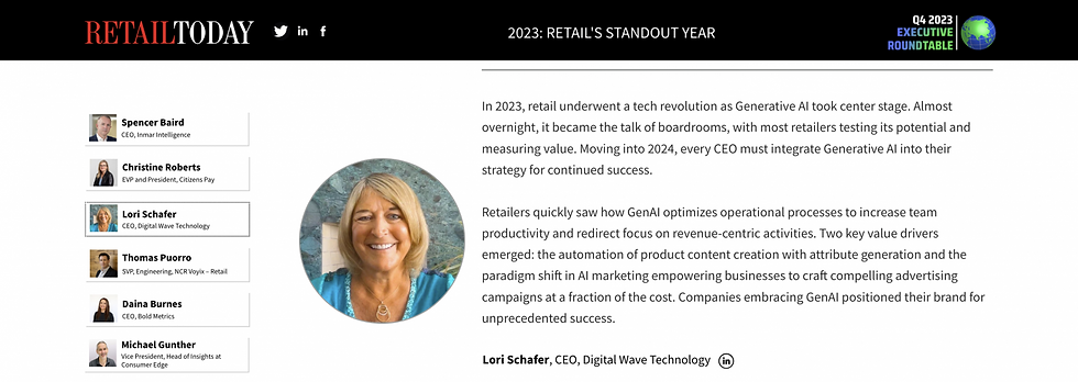 Lori Schafer, CEO, Digital Wave Technology: 2023 Retail Standout