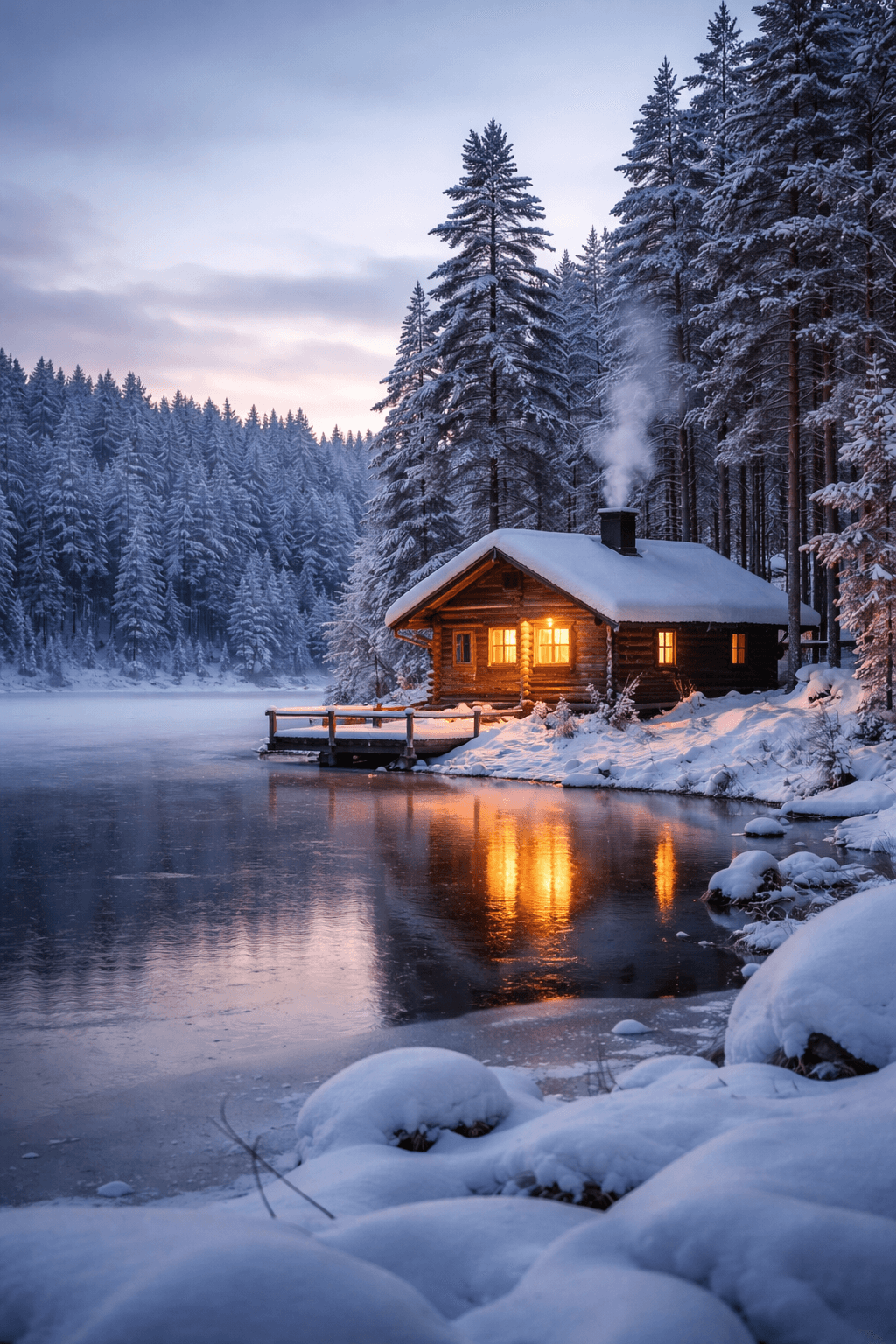 Verschneiter Kiefernwald in Finnland – Klimawandel Winter