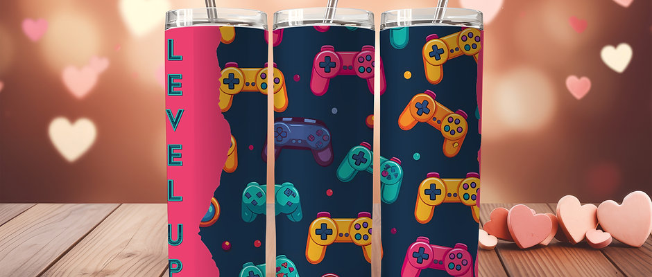 Tumbler 20oz - Style gamer (rose)