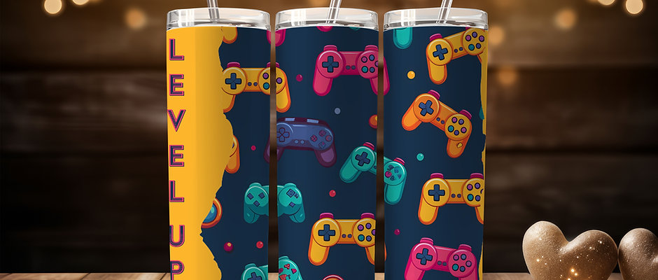 Tumbler 20oz - Style gamer (jaune)