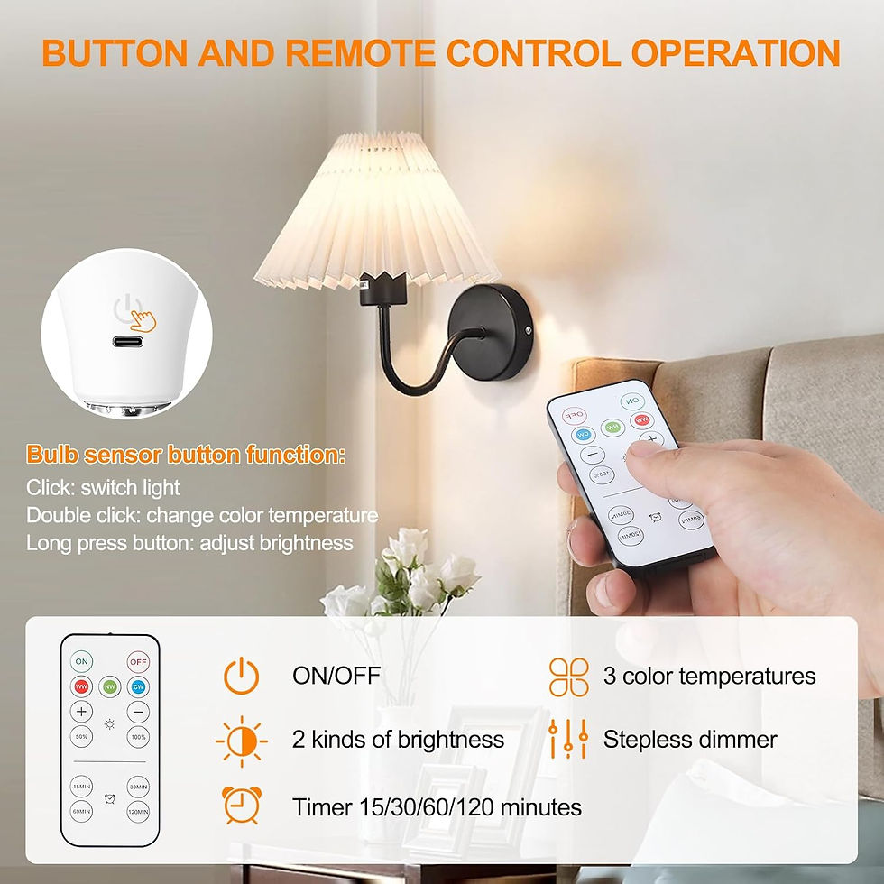 Thumbnail: Rechargeable Light Bulbs with Remote Control, Smart Bulb E27 Cordless Battery Op