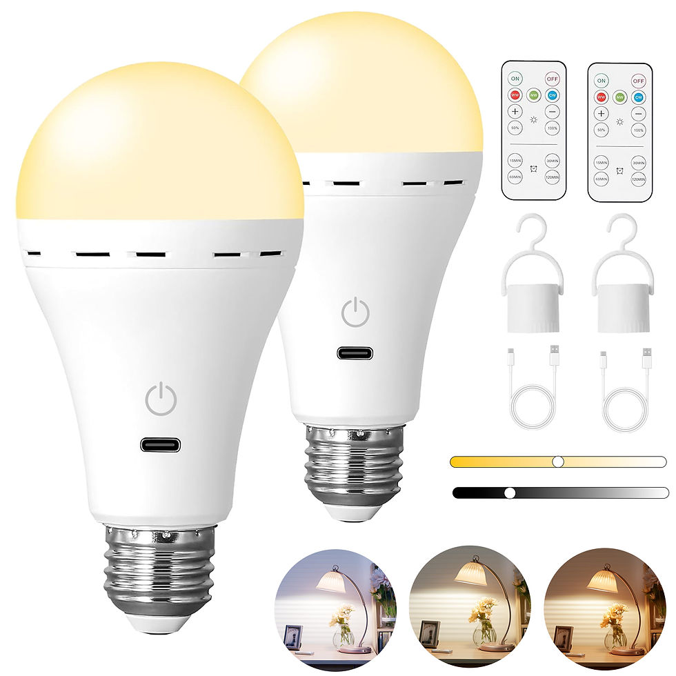 Thumbnail: Rechargeable Light Bulbs with Remote Control, Smart Bulb E27 Cordless Battery Op