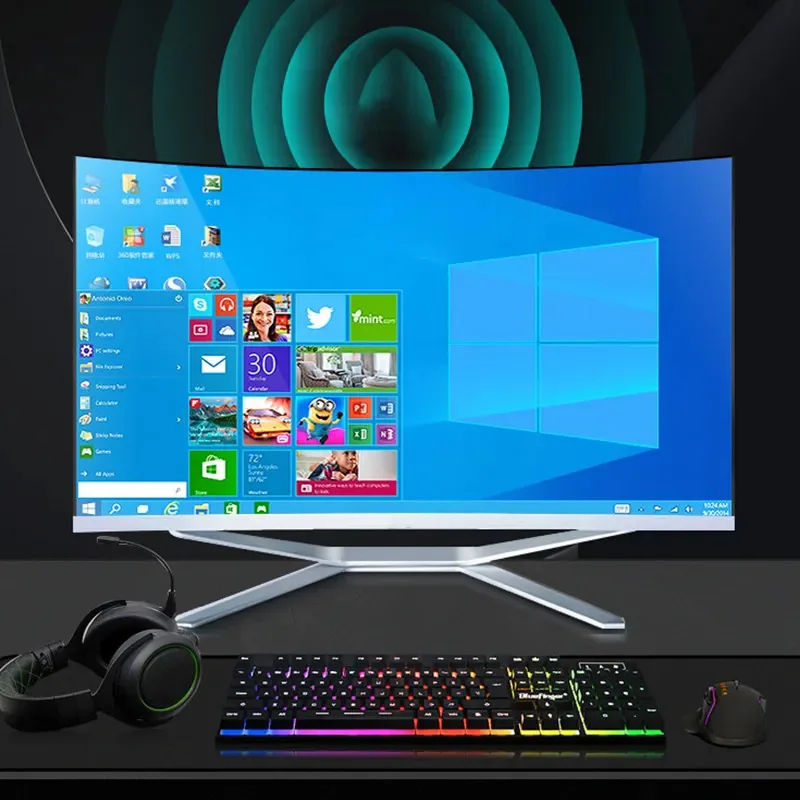 Thumbnail: New 22‘’flat panel / Curved Screen All In One PC Intel i5/i7 Gaming PC 8GB R