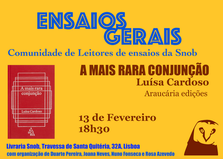 “A mais Rara Conjunção”, de Luísa Cardoso no ENSAIOS GERAIS