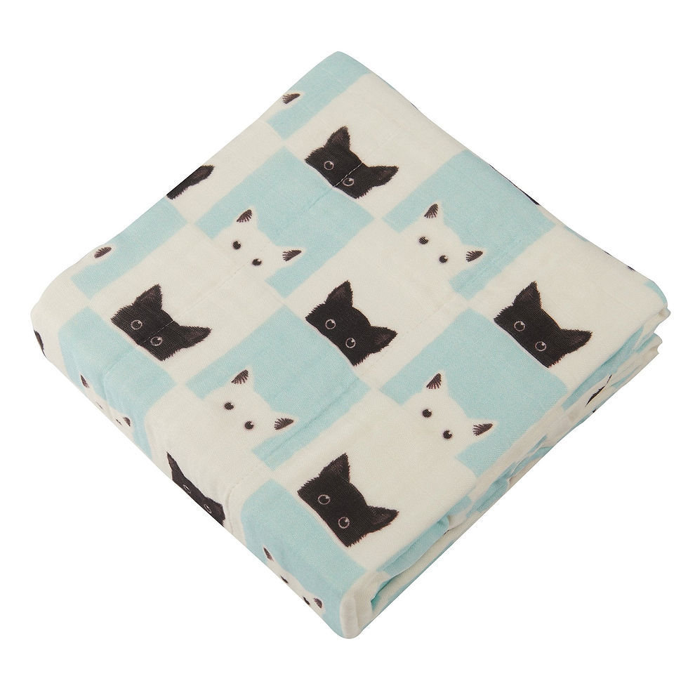 Miniatura: Peek-A-Boo Cats and White Bamboo Muslin Newcastle Blanket
