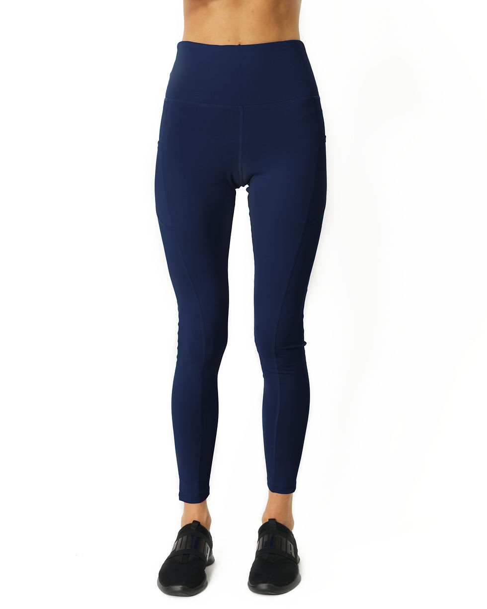 Miniatura: High Waisted Yoga Leggings - Navy Blue