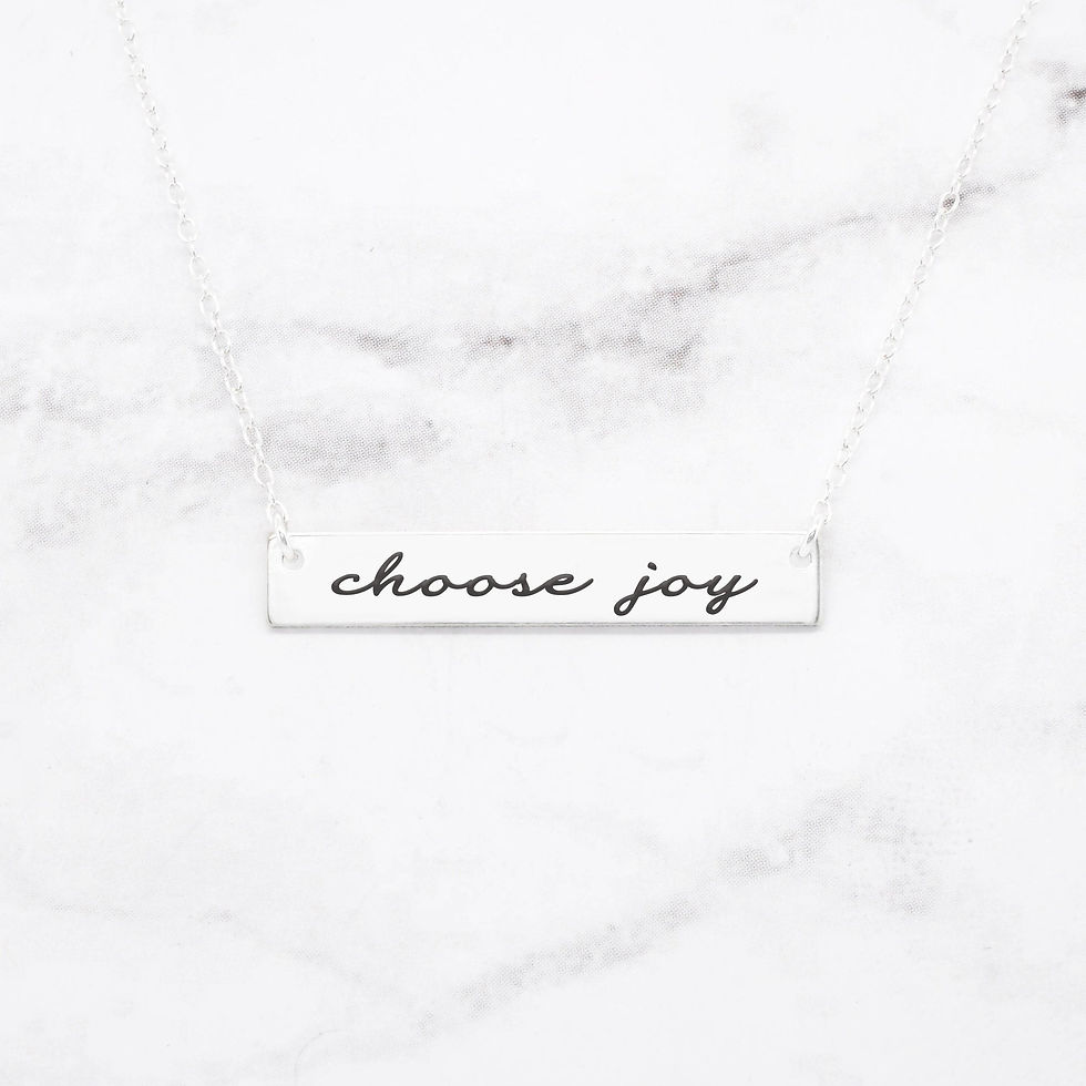 Miniatura: Choose Joy - Rose Gold Quote Bar Necklace