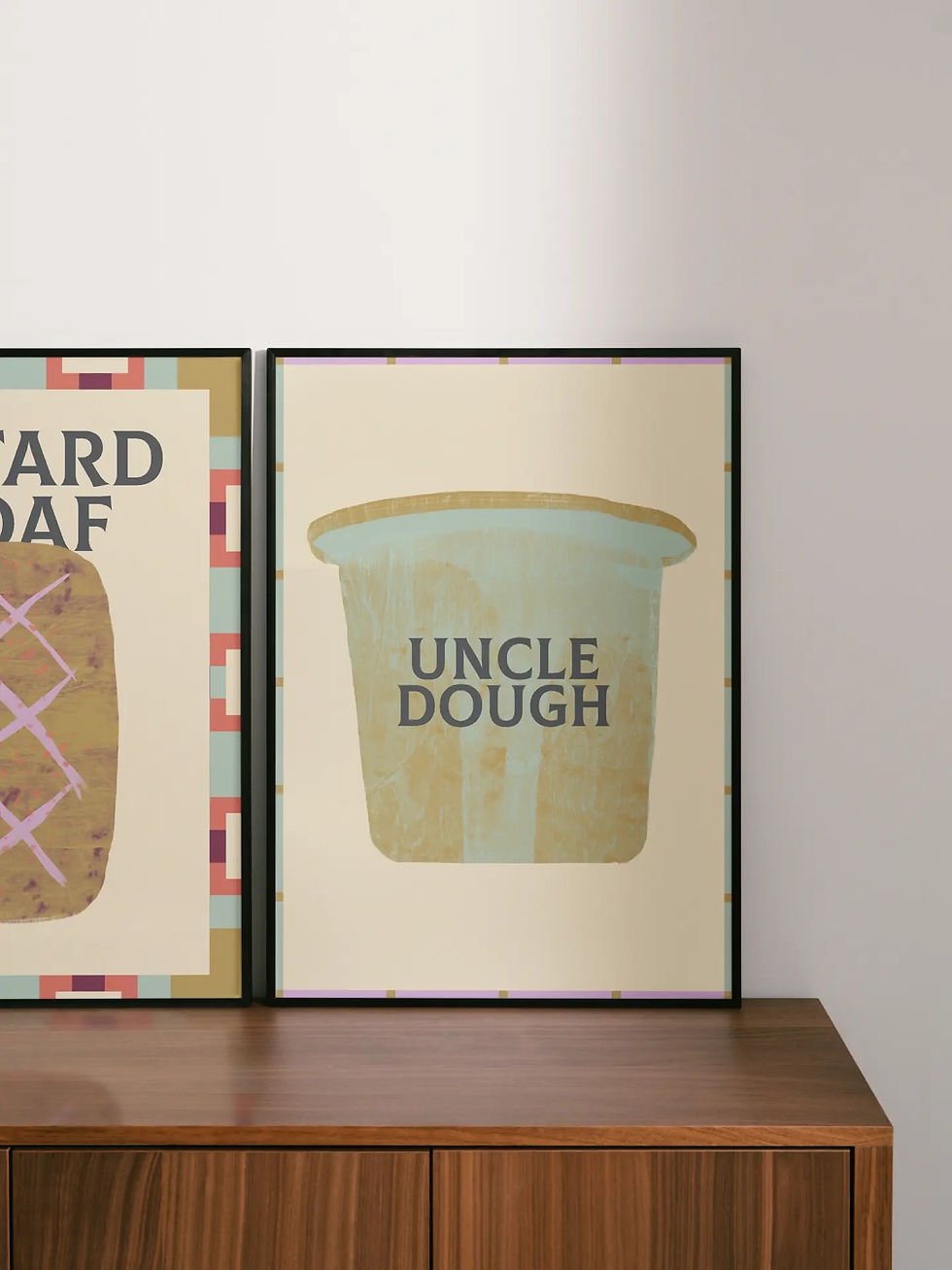 Uncle Dough framed bakery poster featuring illustrated butter container with brand typography
