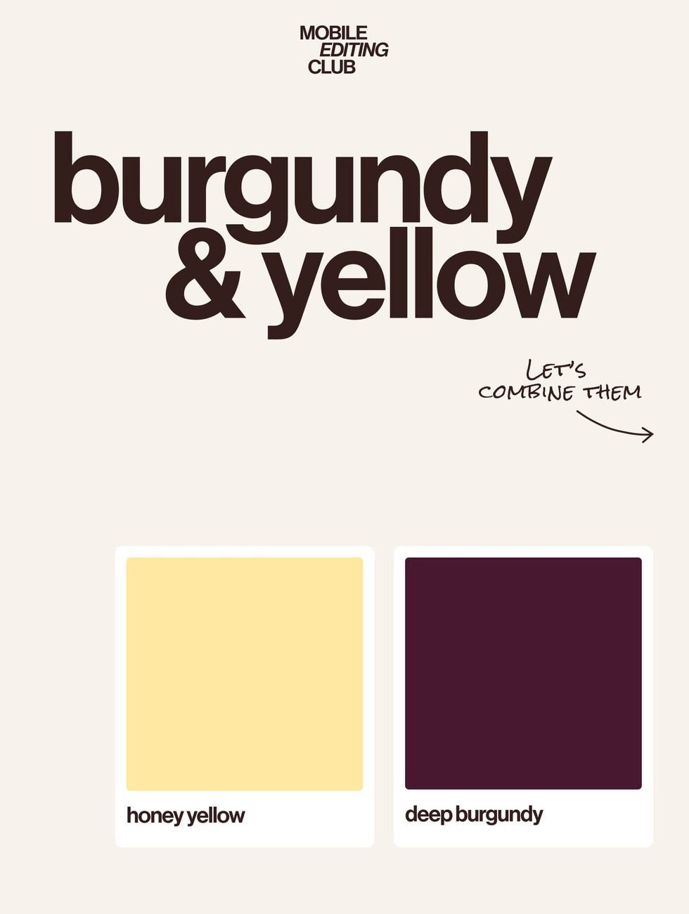 Burgundy and yellow branding color palette featuring honey yellow and deep burgundy tones for luxury brand identity inspiration.