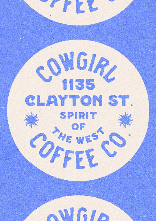 Cowgirl Coffee Co. secondary logo and symbol design by Yana Studios, showcasing circular brand marks and typography inspired by Western coffee culture and modern logo trends.