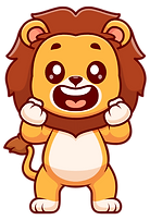 Cartoon Loyal Lion from Big Bad Beasts gang, brave majestic digital character button for MyBarnyardBuddies educational buddy and games