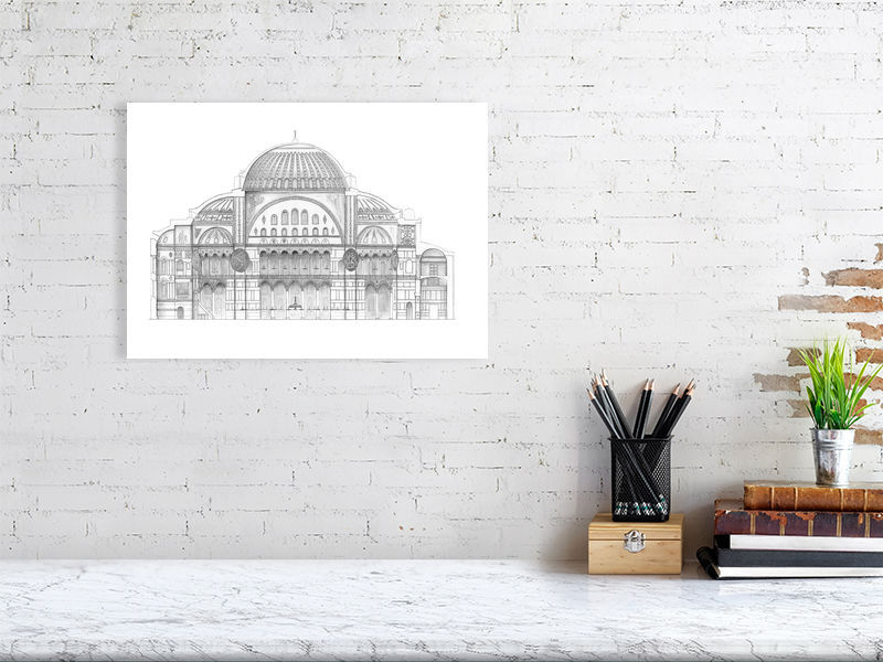 Küçük resim: Hagia Sofia Mosque Byzantine Church Cross Section  - Series of 50 Prints