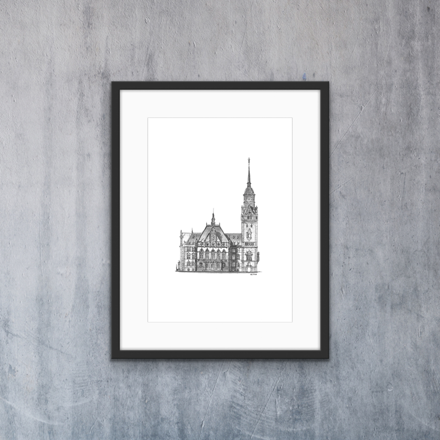 Thumbnail: Town Hall in Wiesbaden, Germany - Series of 50 Prints