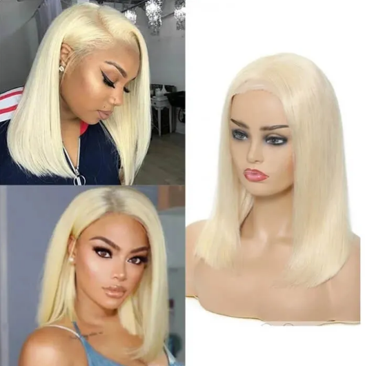 Thumbnail: Straight Blonde Bob Pre-Plucked with Baby Hair Wig