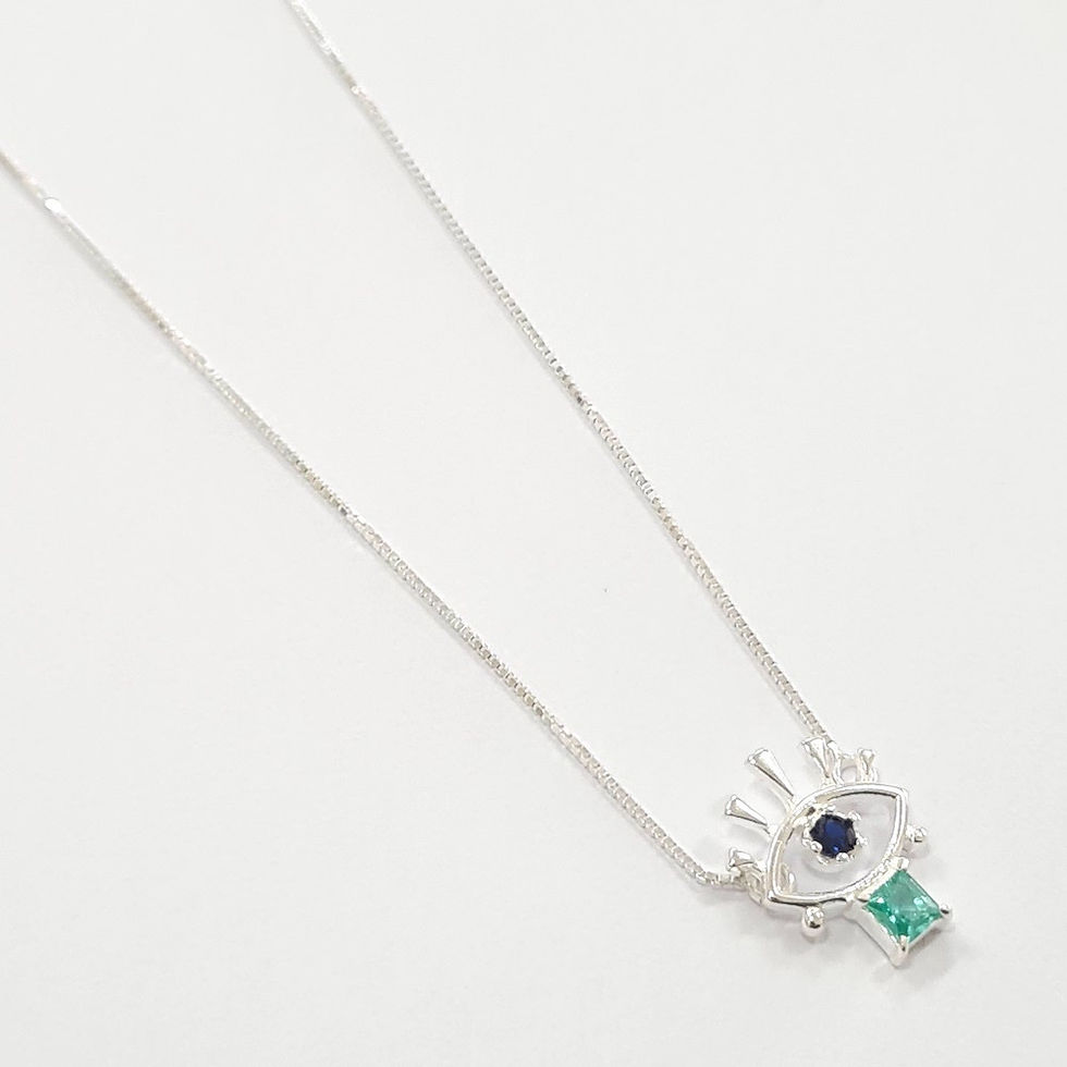 Miniatura: 12GA1826- Gargantilha olho grego 13mm com zircônia quadrada 4mm na veneziana V15