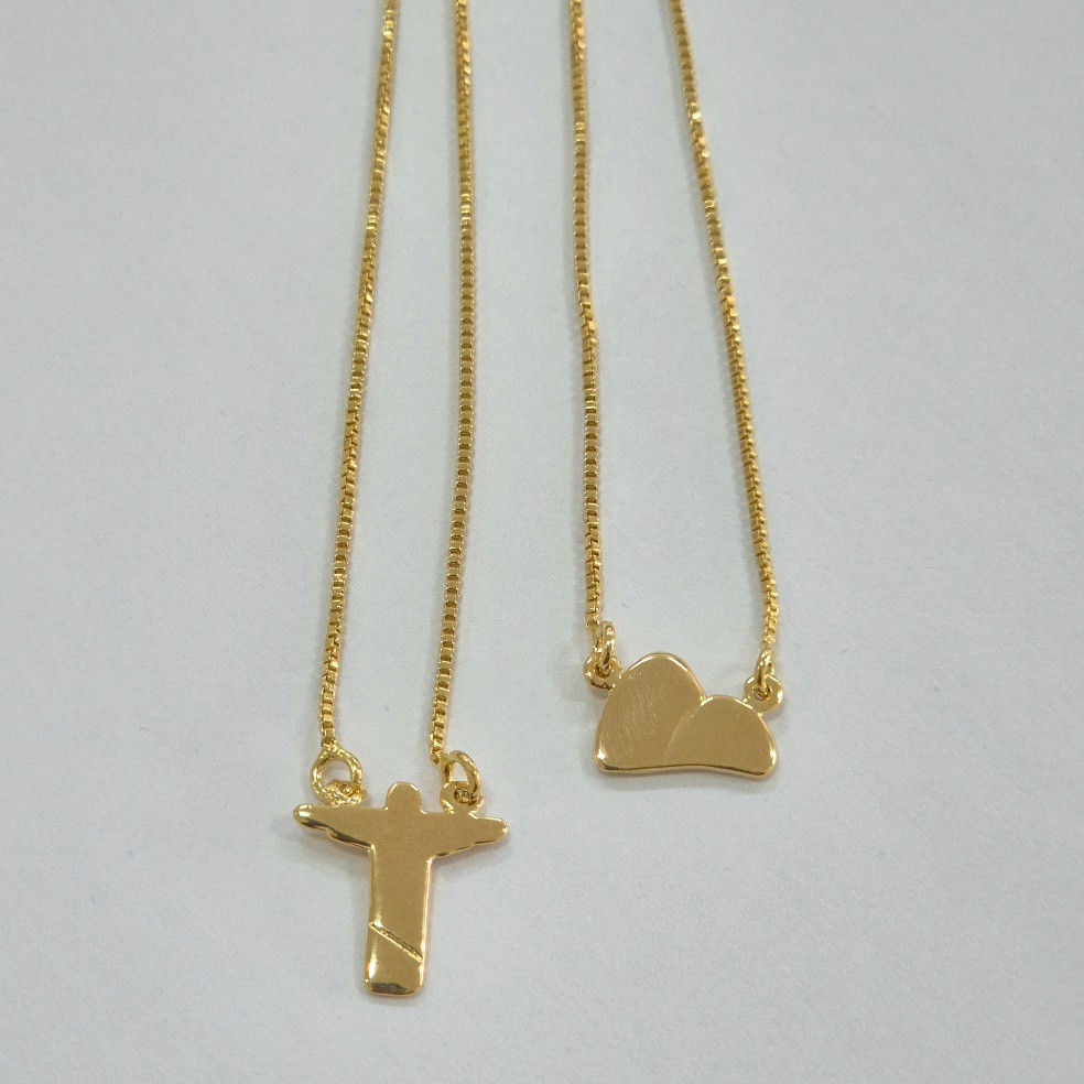 F1ES5011 - Folheados - Escapulário Cristo 13mm e Pão de Açucar 7x11mm