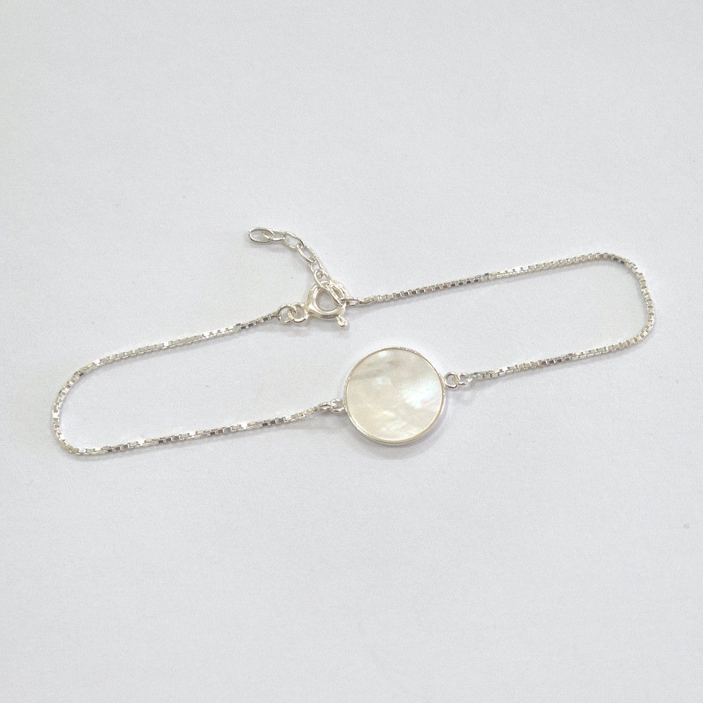 1PL0016 - Pulseira madre pérola redonda 12mm na veneziana V15