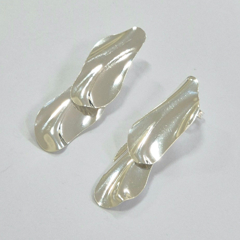 Miniatura: 1BR2174 - Brinco orgânico ondulado duplo - Total 15x40mm