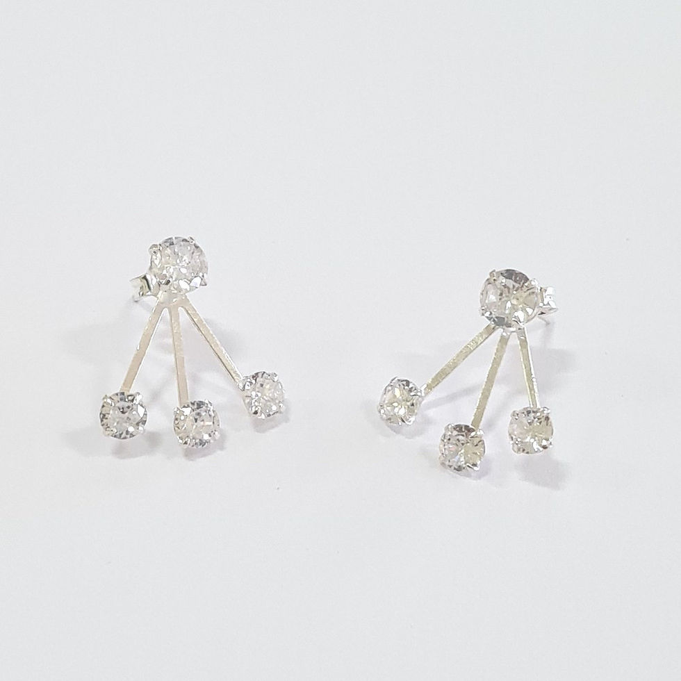 Miniatura: 1BR1622 - Brinco ear jack zircônia 5mm com leque 16x18mm com 3 zircônias 4mm