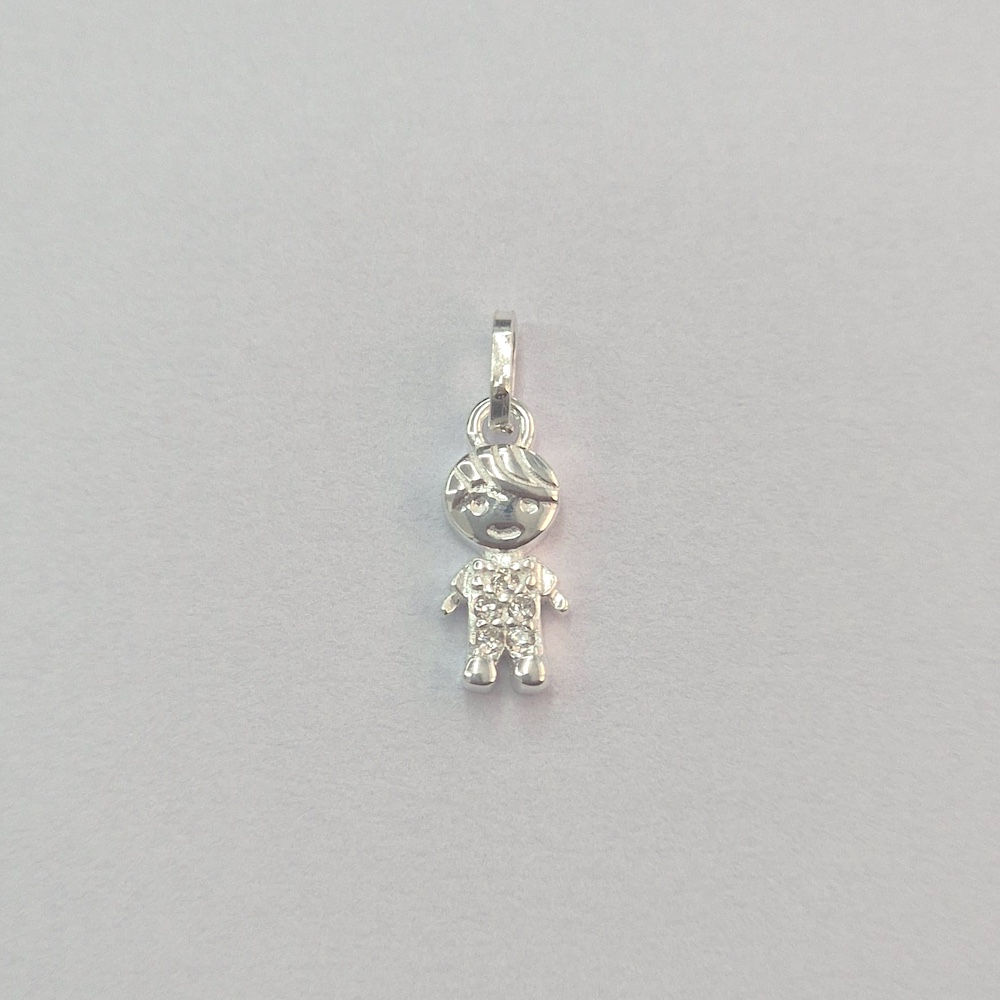1PG2213 - Pingente menino mini 5x9mm com zricônias