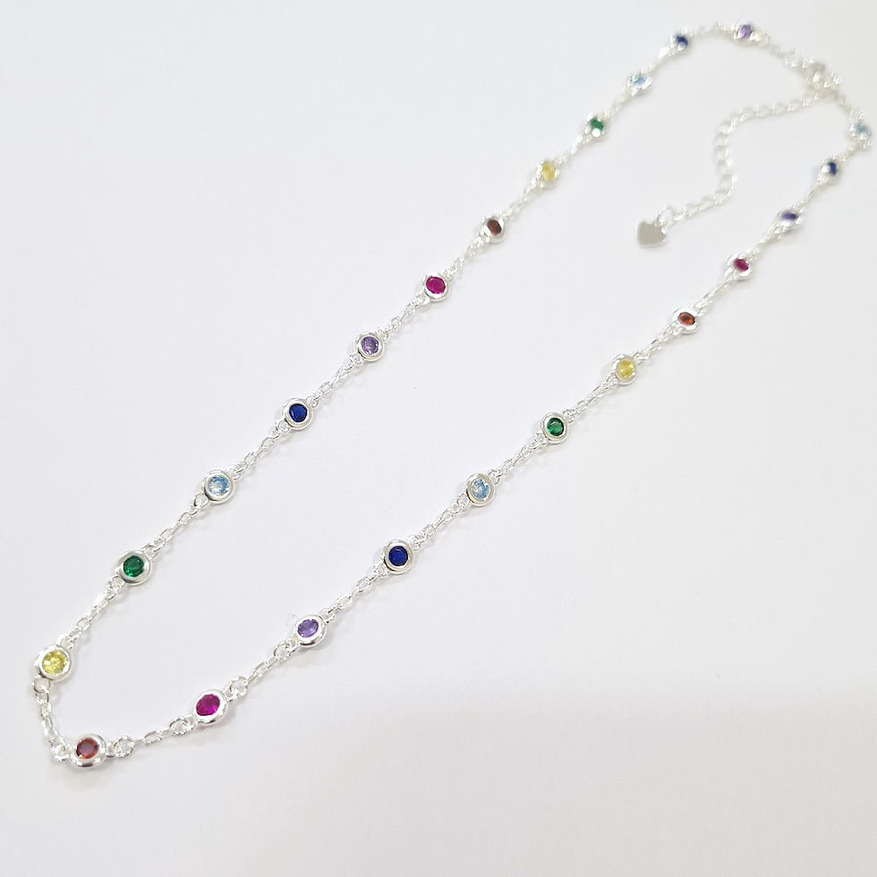Miniatura: 5CK1178 - Choker pontos de luz rainbow 4mm na corrente mini cadeado