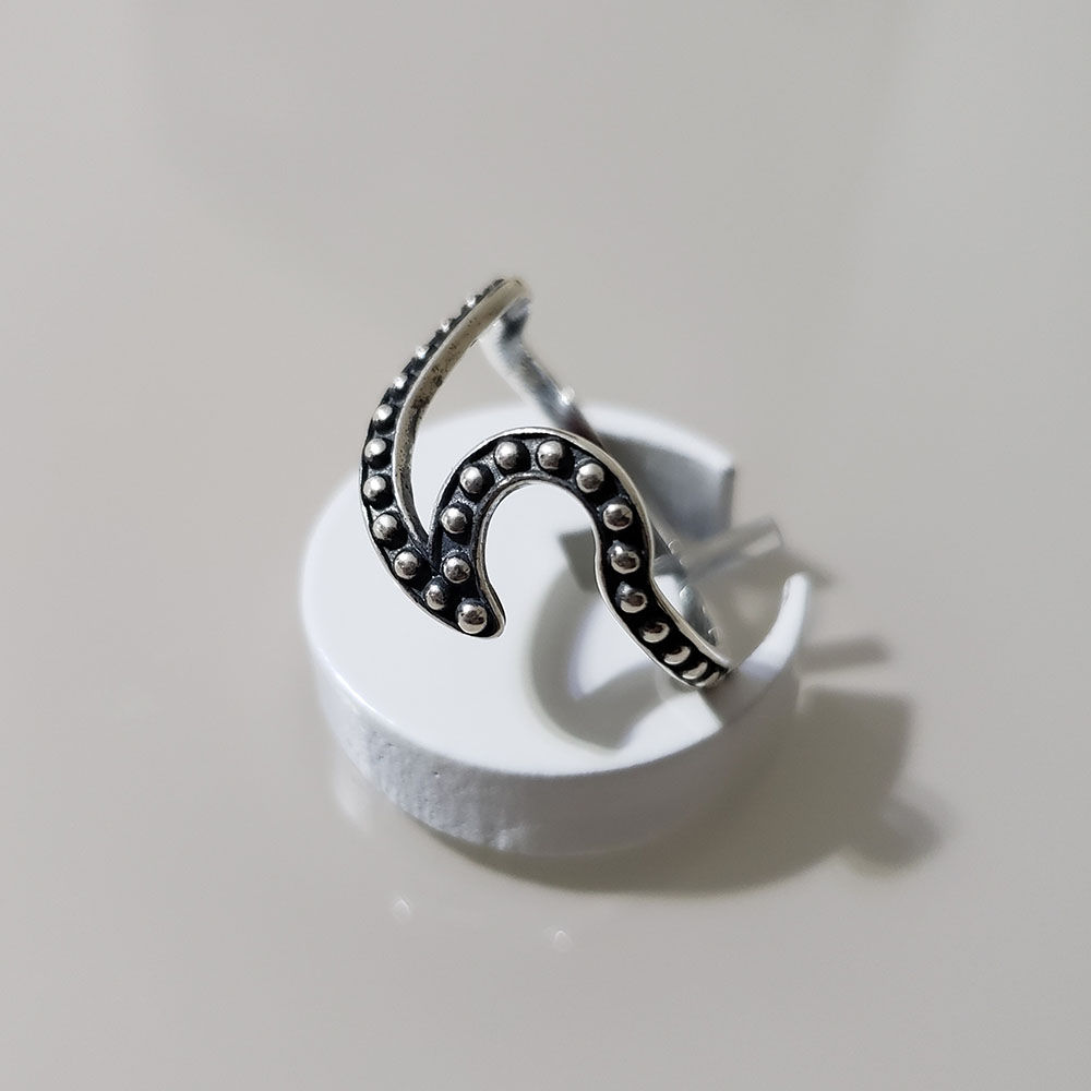 6AN0447 - Anel onda com bolinhas (envelhecido)