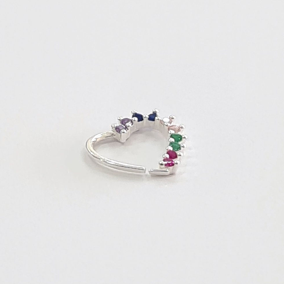 Miniatura: 9PC1720 - Piercing coração 10mm com zircônias coloridas em uma lateral