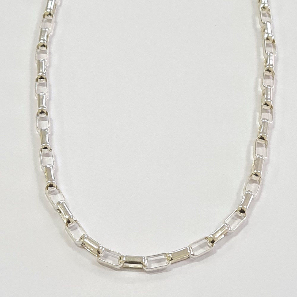 3CK1431 - Choker corrente de elos retângulos arredondados grandes 4,5x9mm