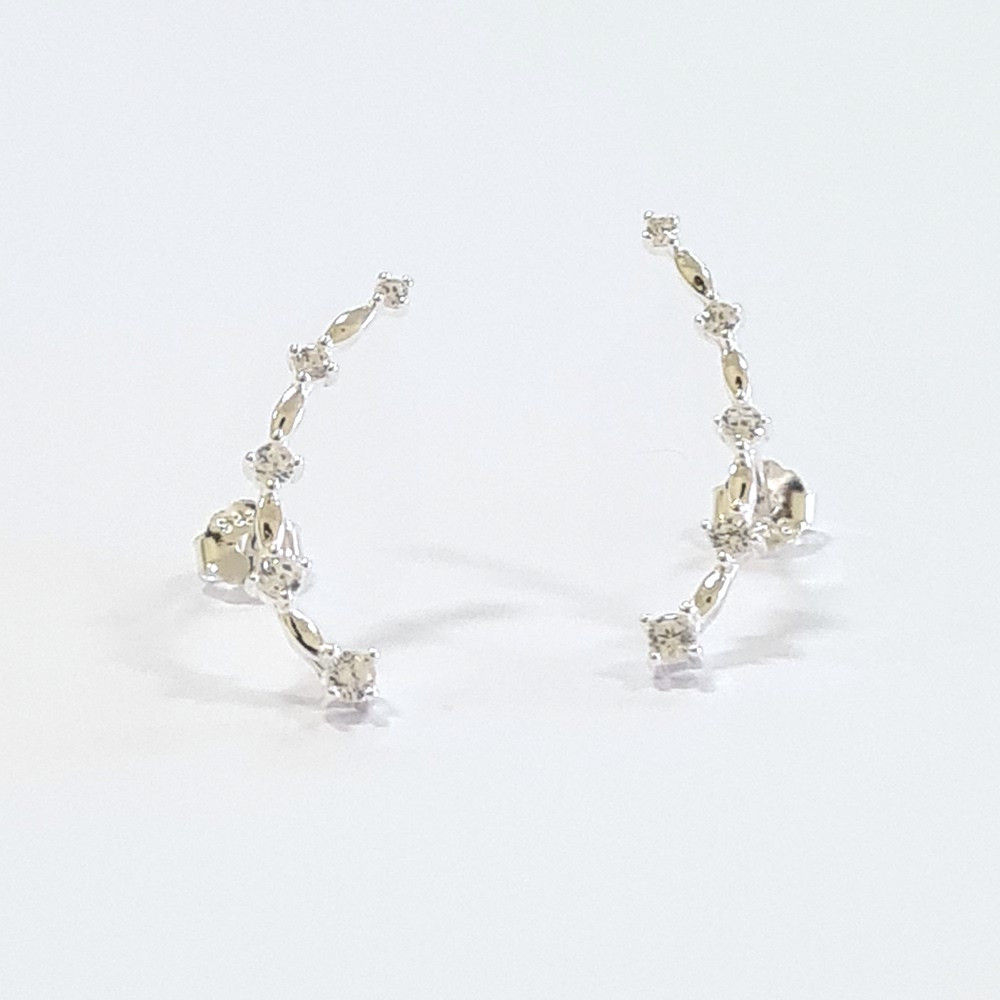 5BR1382 - Brinco ear cuff pequeno 18mm com 5 zircônias