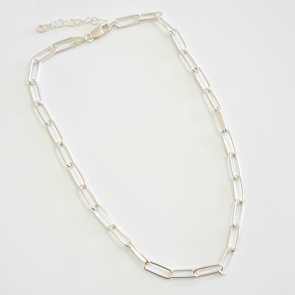 3CK1609 - Choker elos retangulares grandes com cantos arredondados 5x13mm