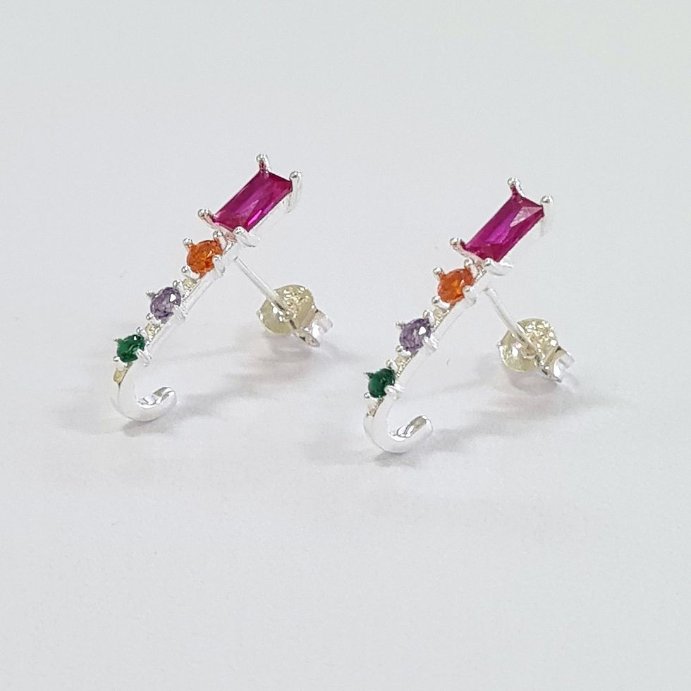 Miniatura: 5BR1411 - Brinco ear hook 20mm com zircônias coloridas