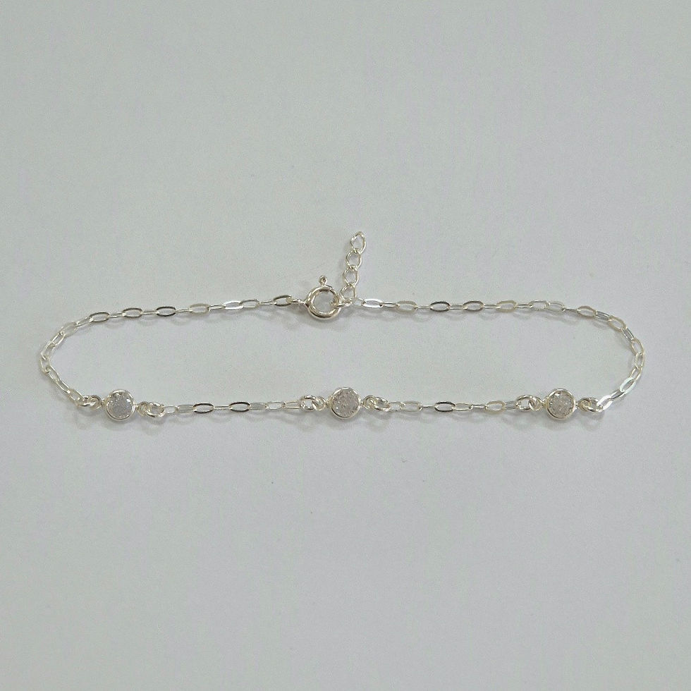 Miniatura: 1PL2143 - Pulseira 3 pontos de luz zircônia 3mm na corrente cadeado