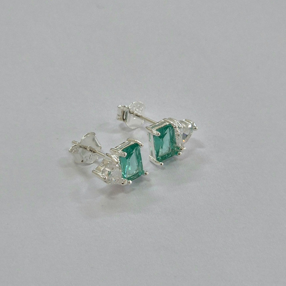 Miniatura: 5BR2134 - Brinco zircônia baguete 4x6mm e zircônia coração 4mm