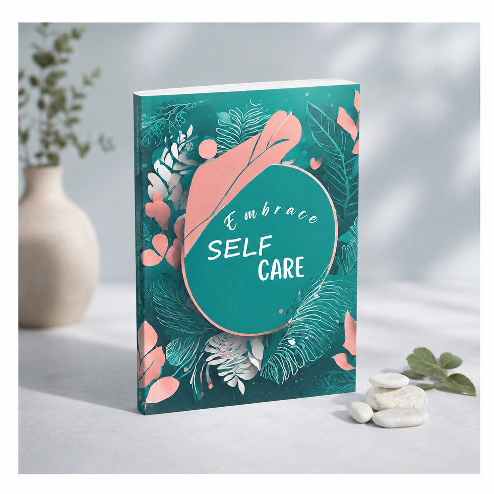Thumbnail: Paperback self-care journal styled with seashells and soft natural tones for a calming wellness and journaling practice.
