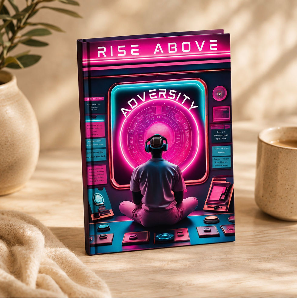 Premium hardcover journal titled Rise Above Adversity, designed to support emotional processing, personal growth.