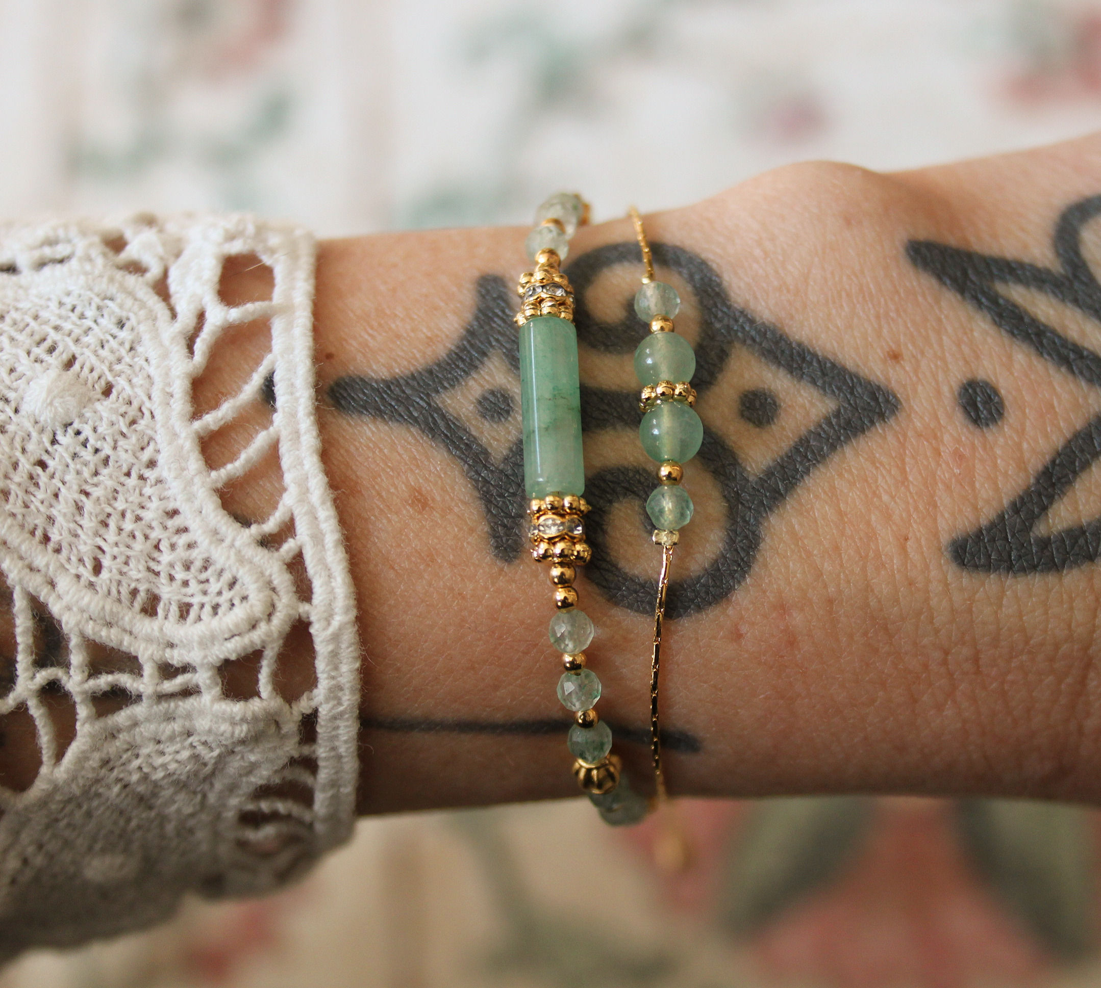 Duo en aventurine verte